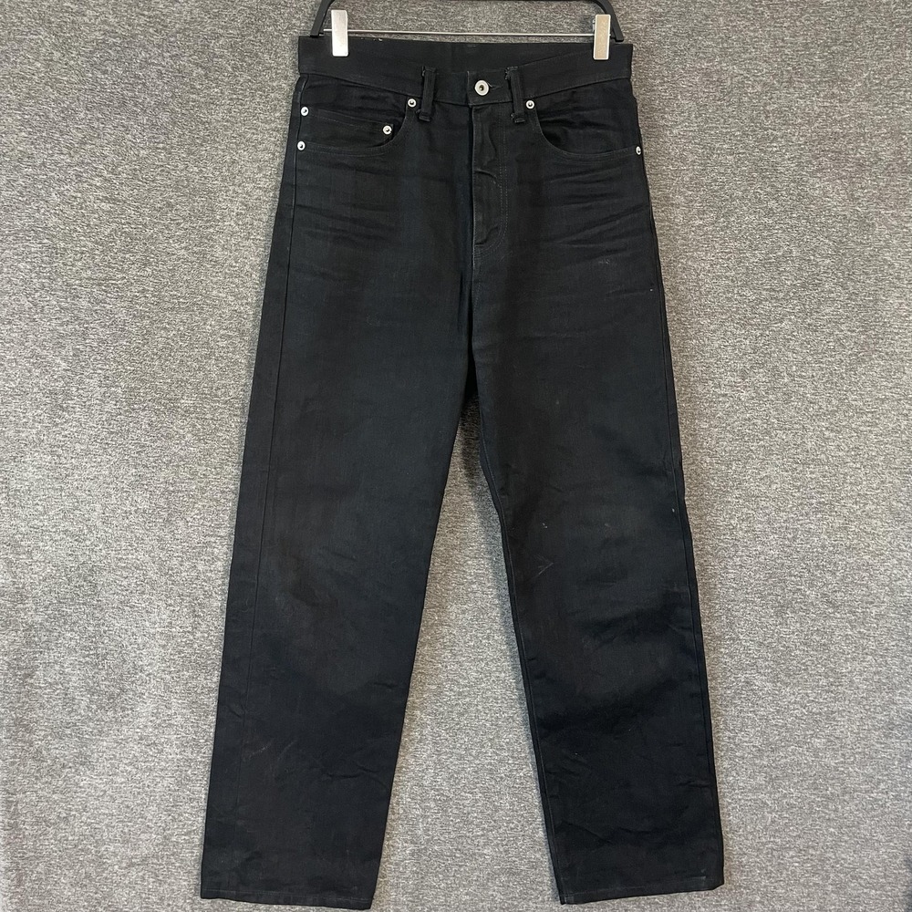 KUON Jeans Mens 30x30 Black Straight‎ Selvedge Dark Wash Denim Japan UNWASHED